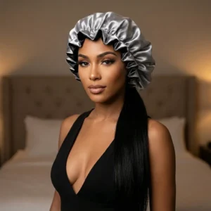Silver and Black Travel Bonnet